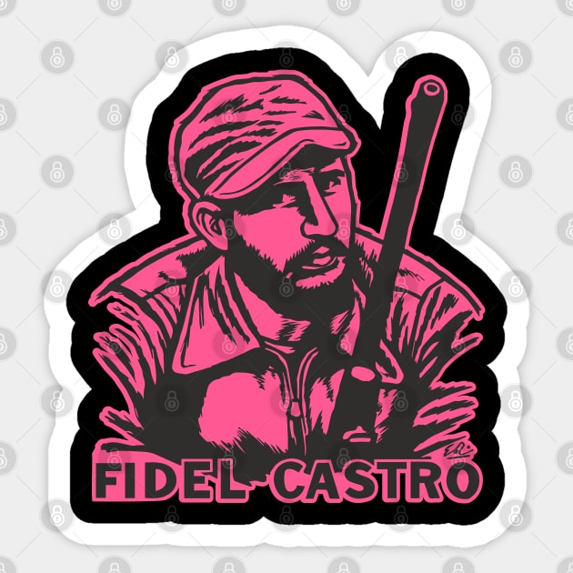 Fidel Castro's Anti-Capitalism Stance - Portrait Art Sticker by Boogosh